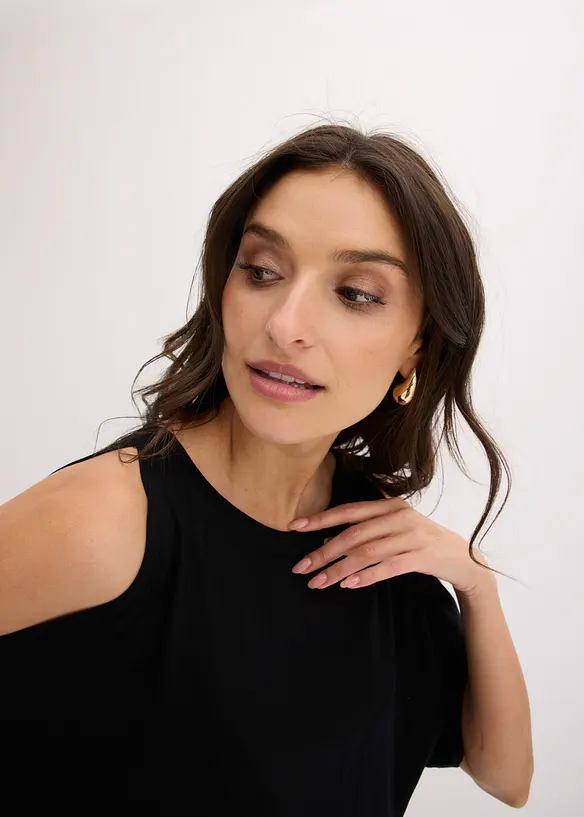 Cold shoulder-topp i viskos, bonprix