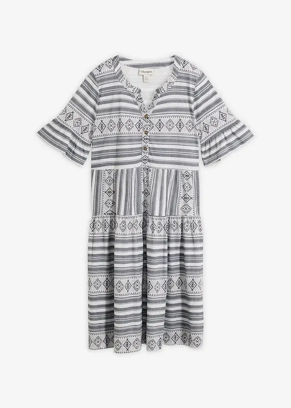 M&ouml;nstrad jerseykl&auml;nning i f&ouml;ljsam viskosmix, bonprix