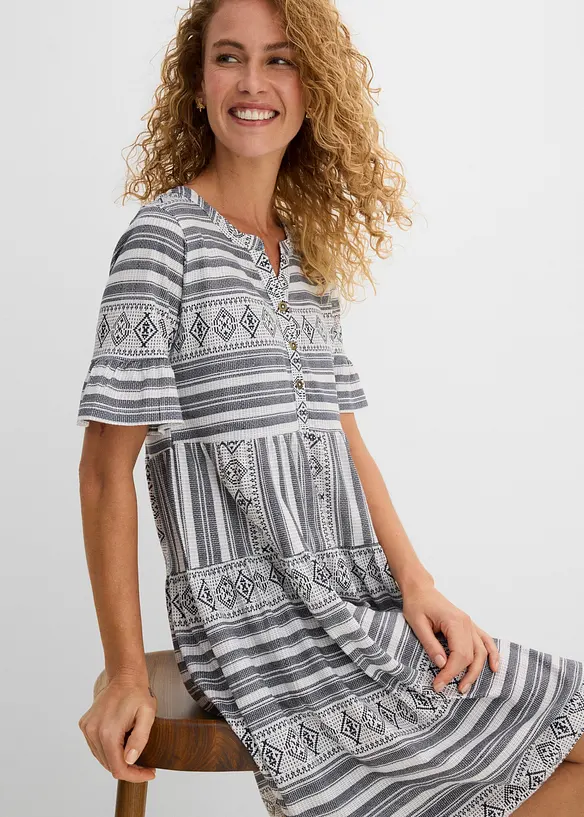 M&ouml;nstrad jerseykl&auml;nning i f&ouml;ljsam viskosmix, bonprix