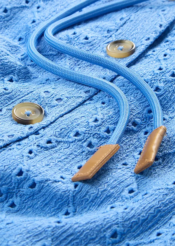 Topp med knappsl&aring; och luva, bonprix