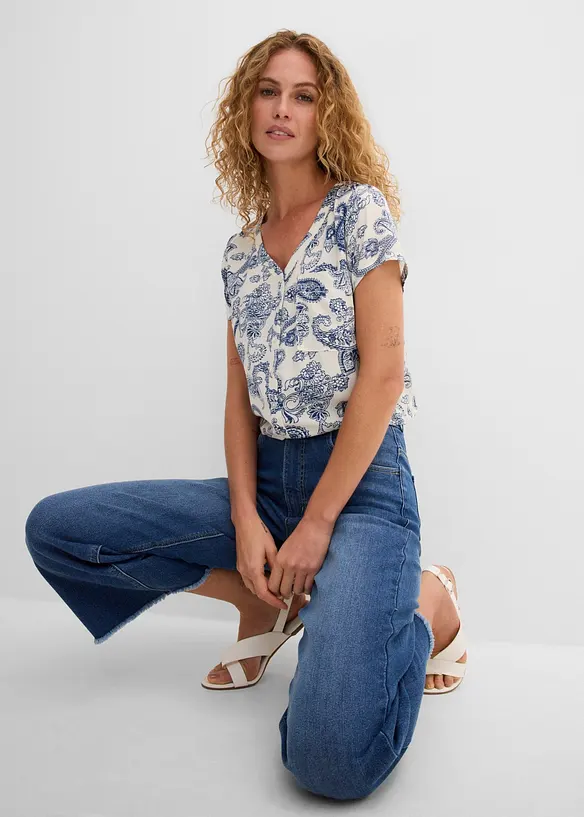 Kort&auml;rmad blus, bonprix