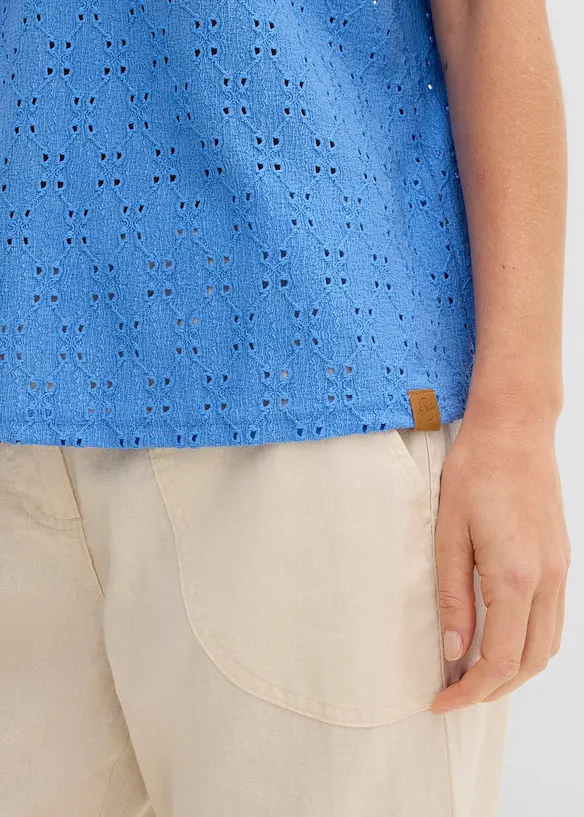 Topp med knappsl&aring; och luva, bonprix