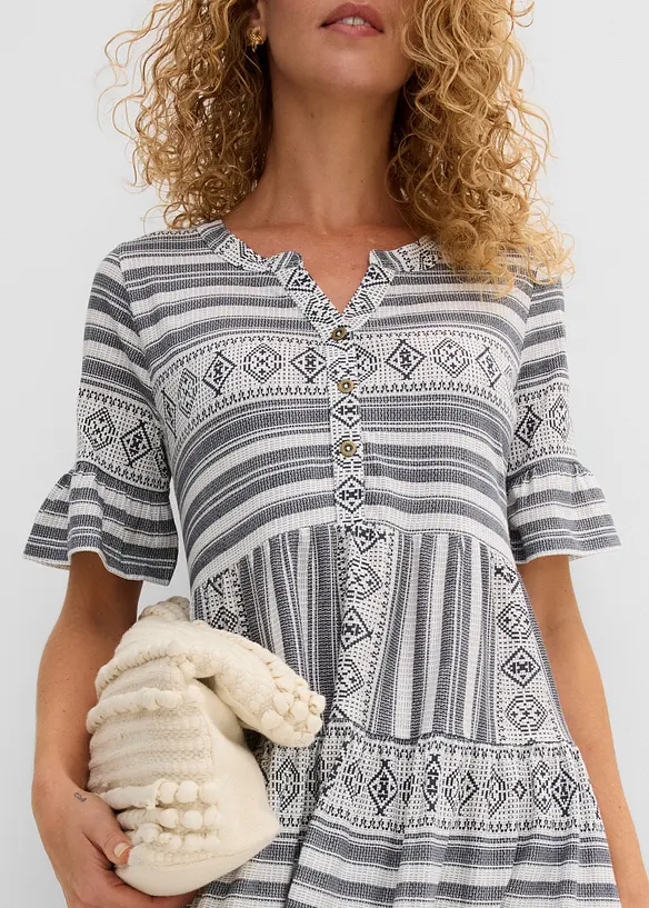 M&ouml;nstrad jerseykl&auml;nning i f&ouml;ljsam viskosmix, bonprix