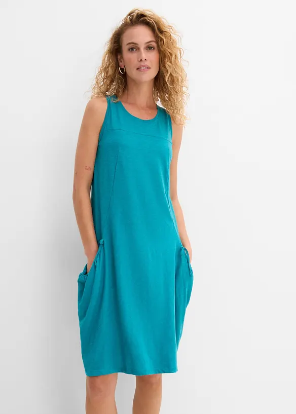 Jerseykl&auml;nning i bomull med fickor, bonprix