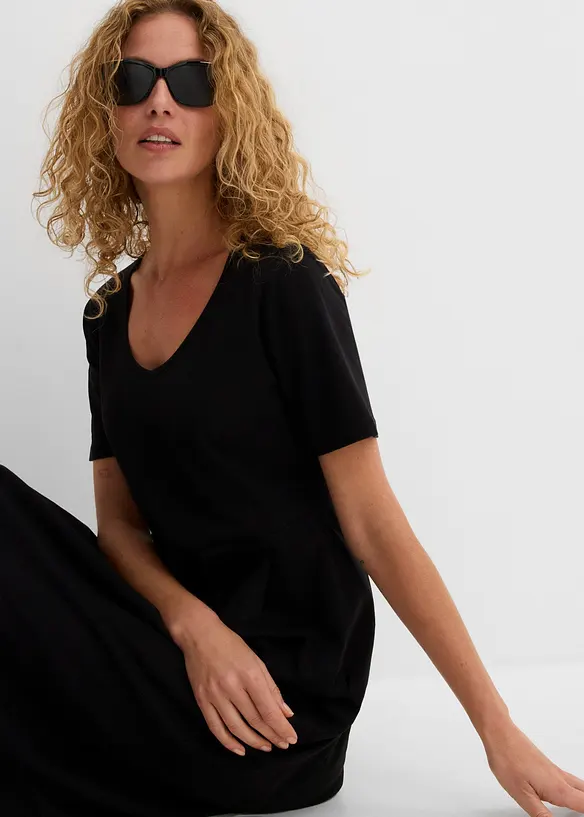 Mellanl&aring;ng jerseykl&auml;nning i bomull, bonprix