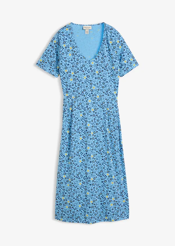 Mellanl&aring;ng jerseykl&auml;nning i bomull, bonprix