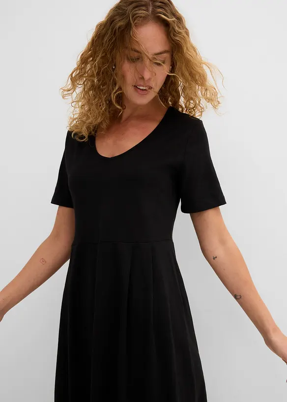 Mellanl&aring;ng jerseykl&auml;nning i bomull, bonprix