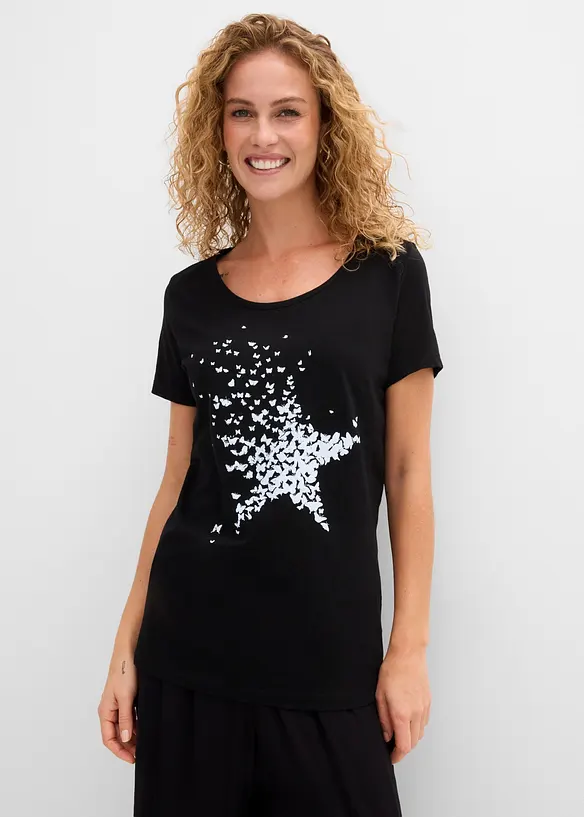 Bomullstopp i flamgarn, kort&auml;rmad, bonprix