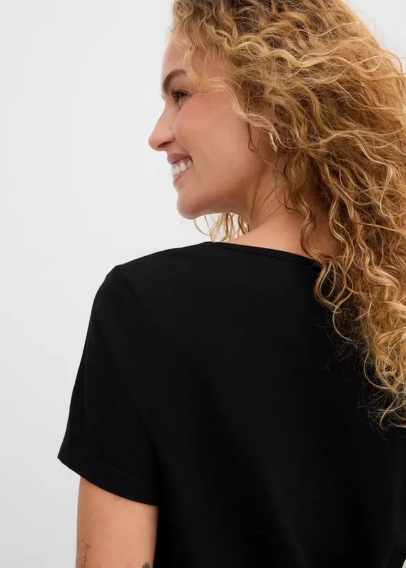 Bomullstopp i flamgarn, kort&auml;rmad, bonprix