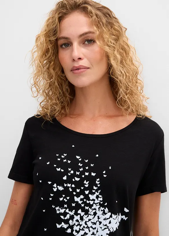 Bomullstopp i flamgarn, kort&auml;rmad, bonprix