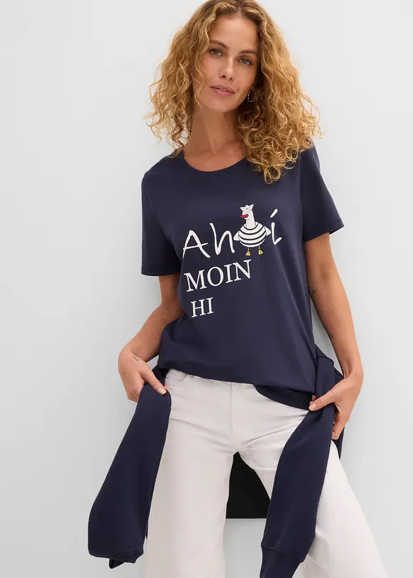 T-shirt med bomull och maritimt tryck, bonprix