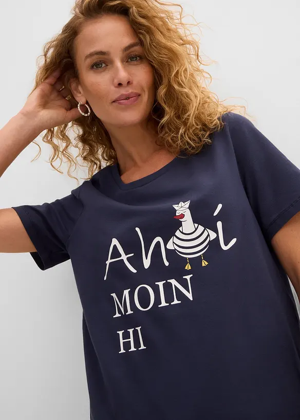 T-shirt med bomull och maritimt tryck, bonprix