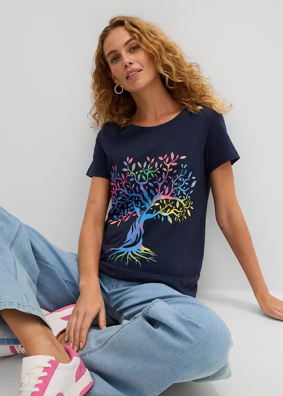 T-shirt med tryck, i ekologisk bomull, bonprix