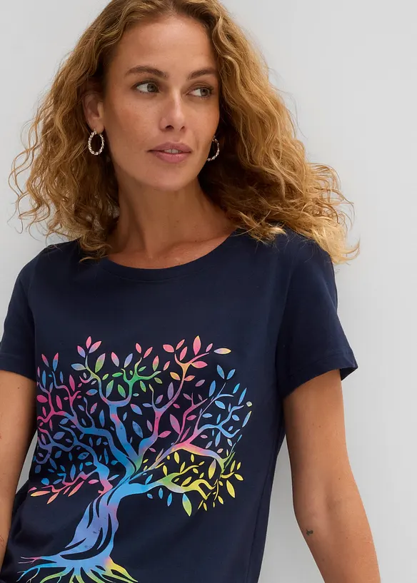 T-shirt med tryck, i ekologisk bomull, bonprix