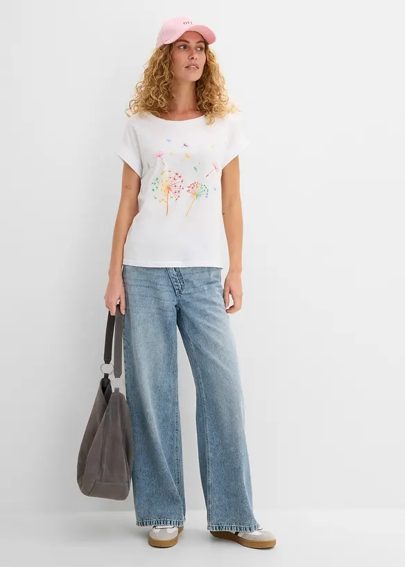T-shirt med blomtryck, bonprix