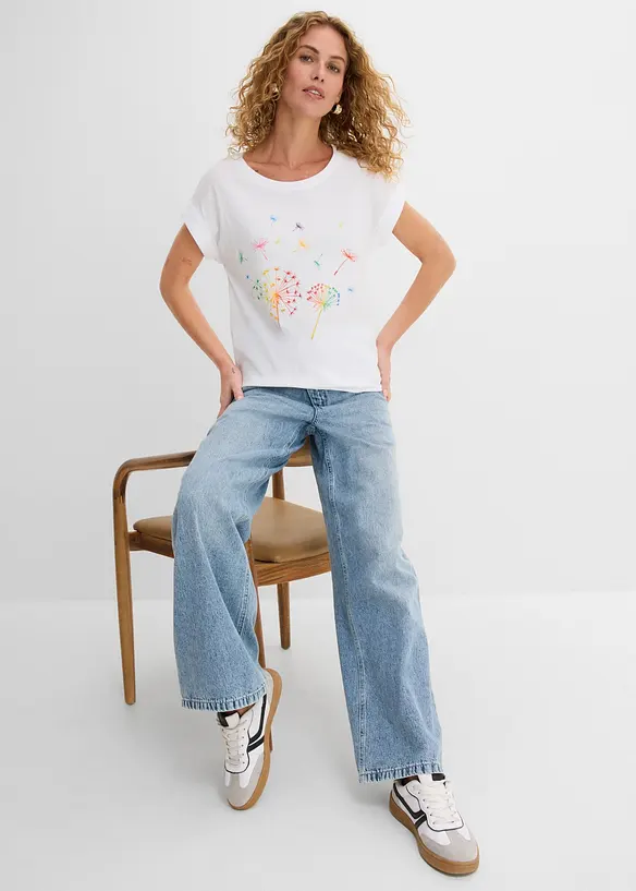T-shirt med blomtryck, bonprix