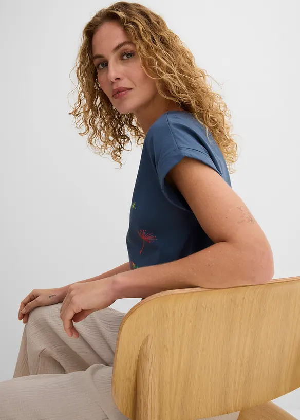 T-shirt med blomtryck, bonprix