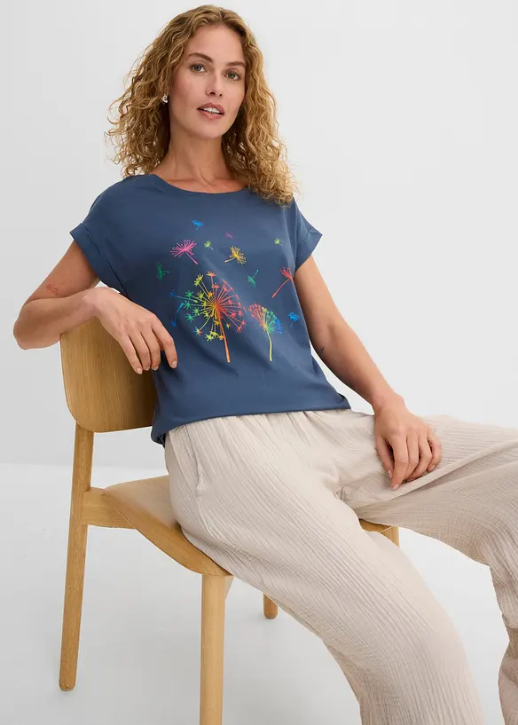 T-shirt med blomtryck, bonprix