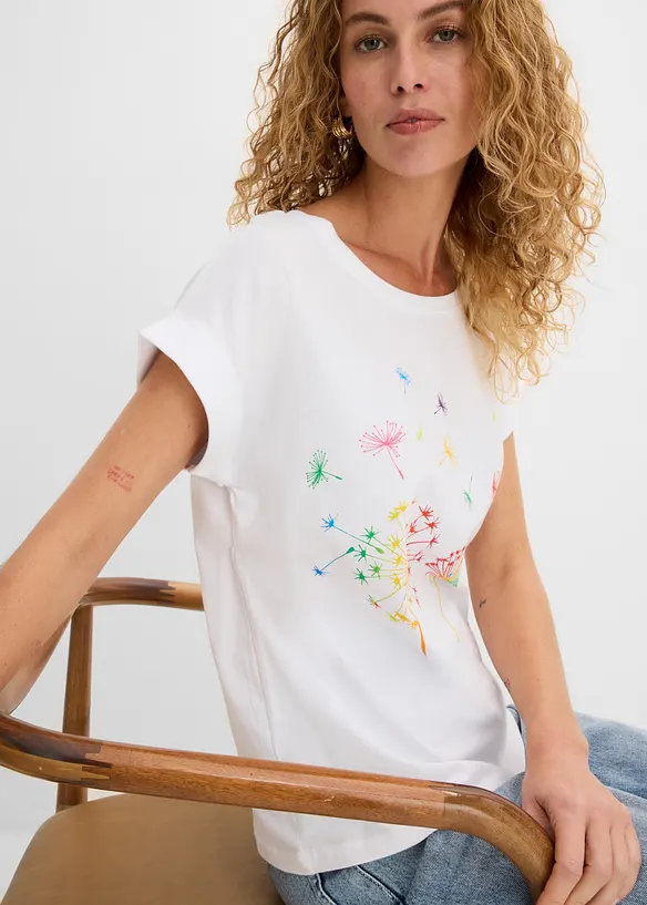 T-shirt med blomtryck, bonprix