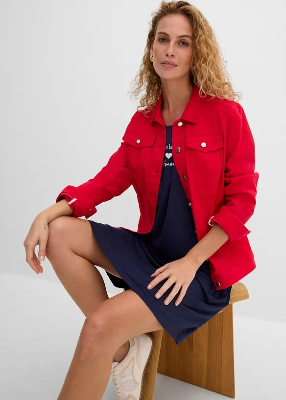 Jerseykl&auml;nning i mix av viskos och elastan med broderi, bonprix