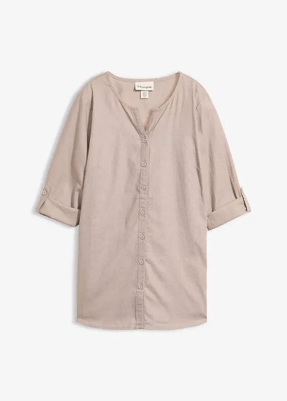 Blus i linneblandning med 3/4-&auml;rm, bonprix