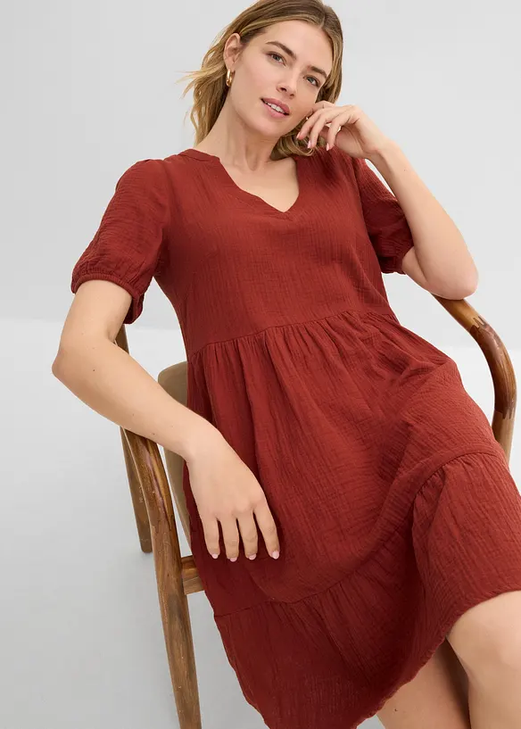 Oversized kl&auml;nning i bomullsmuslin, bonprix