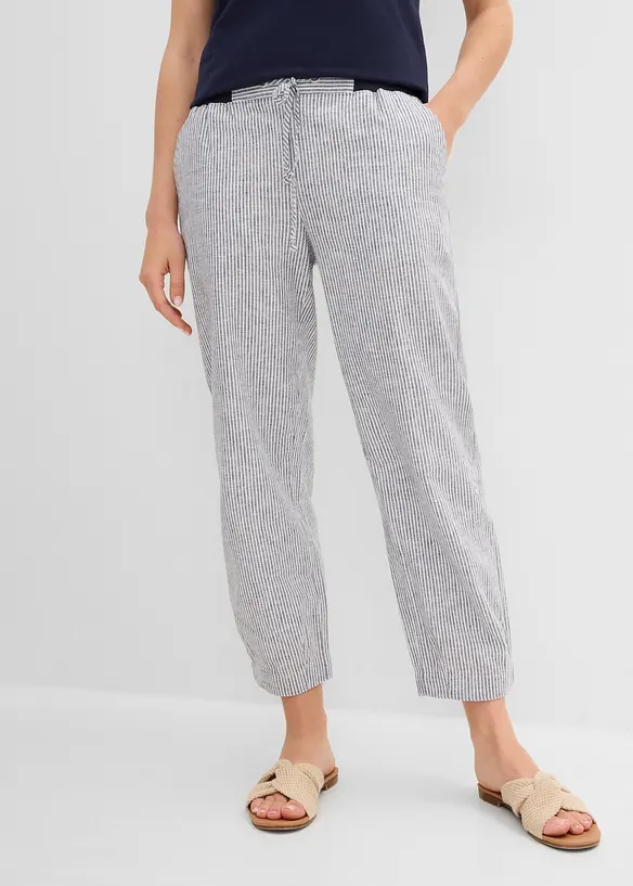 Byxa av linnemix i 7/8-l&auml;ngd, bonprix