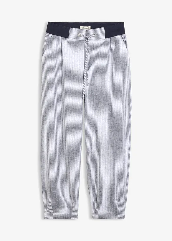 Byxa av linnemix i 7/8-l&auml;ngd, bonprix