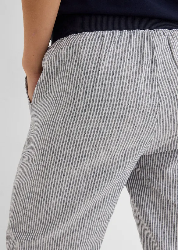 Byxa av linnemix i 7/8-l&auml;ngd, bonprix