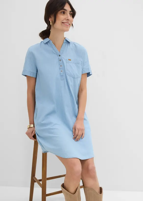 Kort&auml;rmad jeanskl&auml;nning, bonprix