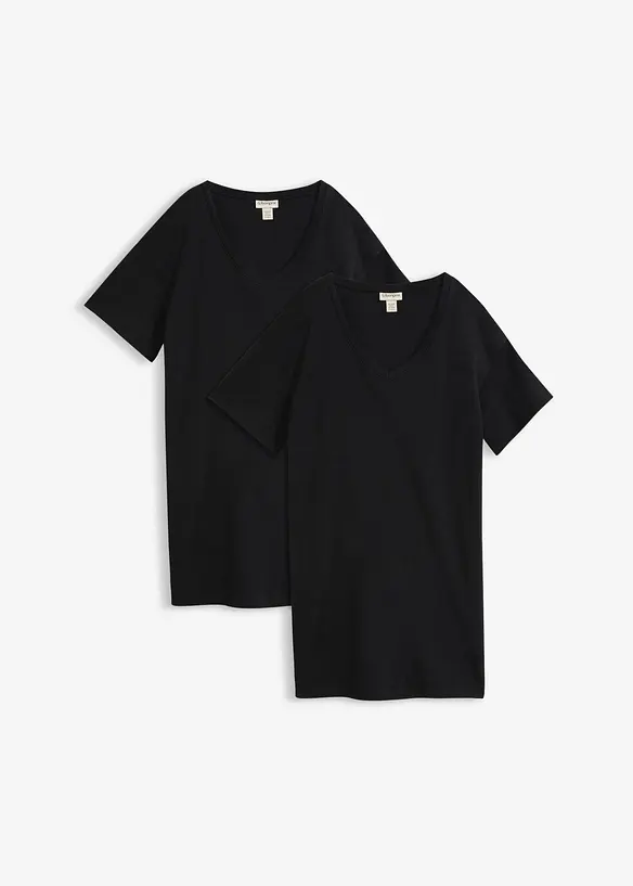 T-shirtkl&auml;nning i oversizemodell med V-ringning (2-pack), bonprix