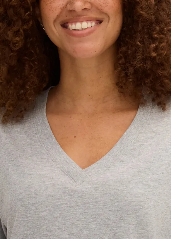 Vid l&aring;ng topp med V-ringning (5-pack), bonprix