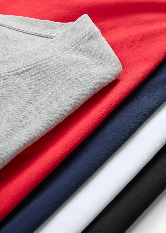 Vid l&aring;ng topp med V-ringning (5-pack), bonprix