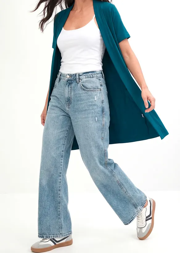 Cardigan i mjuk viskostrik&aring;, bonprix