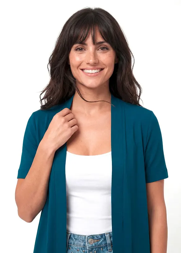 Cardigan i mjuk viskostrik&aring;, bonprix