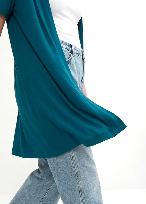 Cardigan i mjuk viskostrik&aring;, bonprix