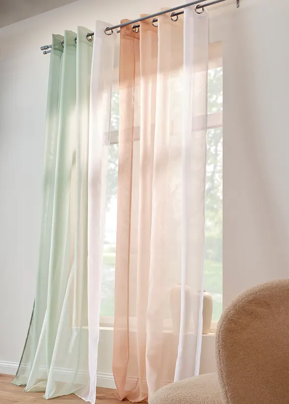 Gardin av l&auml;tt voile, &auml;ven extral&aring;ng (2-pack), bonprix