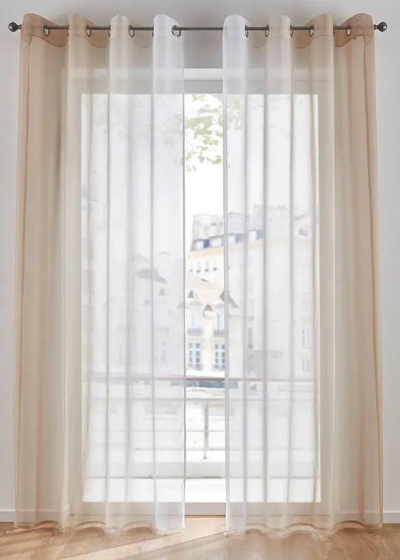 Gardin av l&auml;tt voile, &auml;ven extral&aring;ng (2-pack), bonprix