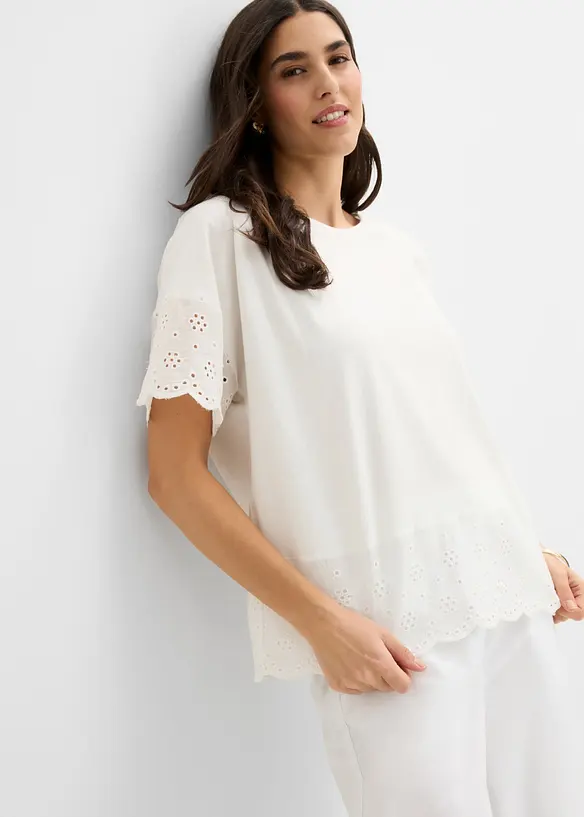 Topp med broderie anglaise, bonprix
