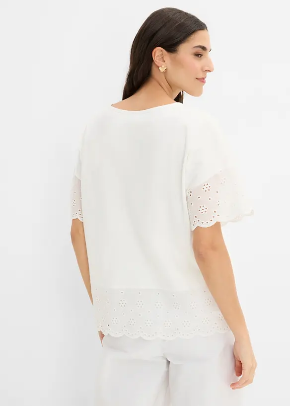 Topp med broderie anglaise, bonprix