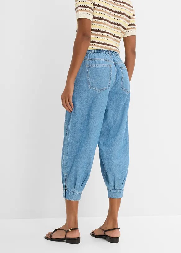 Ballongjeans med Mid Waist, res&aring;rmidja, bonprix
