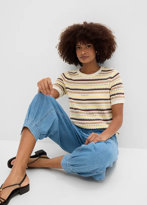 Ballongjeans med Mid Waist, res&aring;rmidja, bonprix