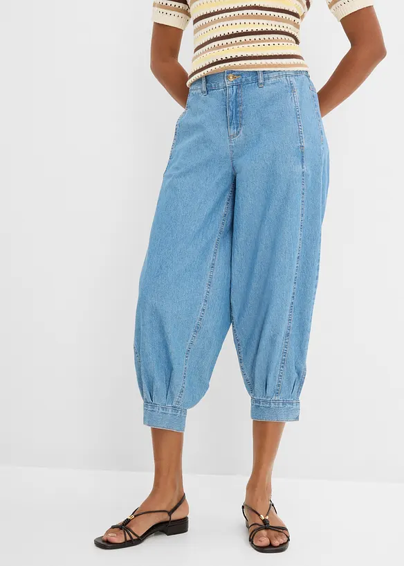 Ballongjeans med Mid Waist, res&aring;rmidja, bonprix