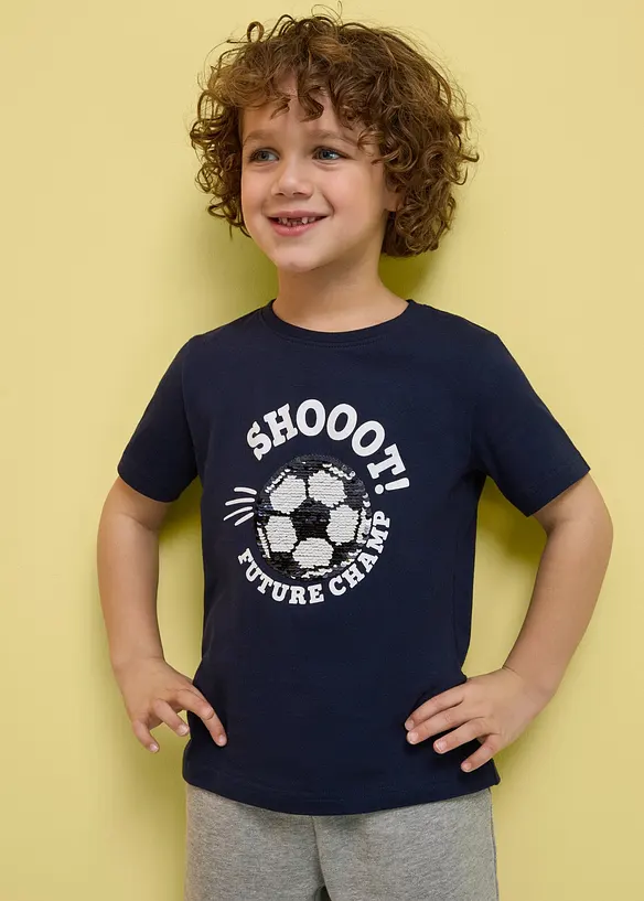 T-shirt i ekologisk bomull med v&auml;ndbara paljetter, bonprix