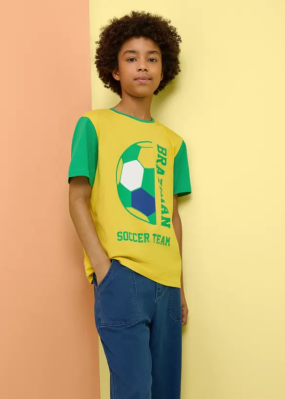 T-shirt i ekologisk bomull med Brasilien-tryck, bonprix