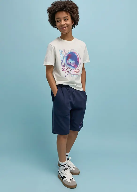 T-shirt och sweatshirtshorts av ekologisk bpmull (2 delar), bonprix