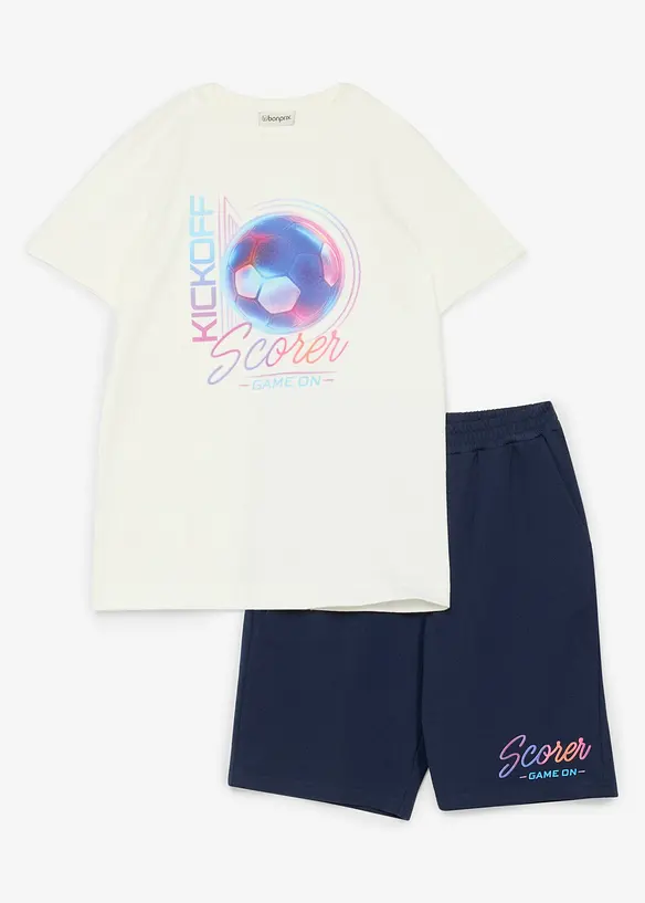 T-shirt och sweatshirtshorts av ekologisk bpmull (2 delar), bonprix