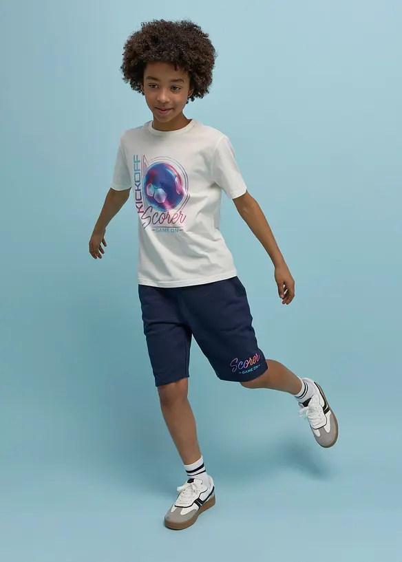 T-shirt och sweatshirtshorts av ekologisk bpmull (2 delar), bonprix