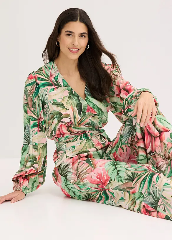 Jumpsuit med djup urringning, bonprix