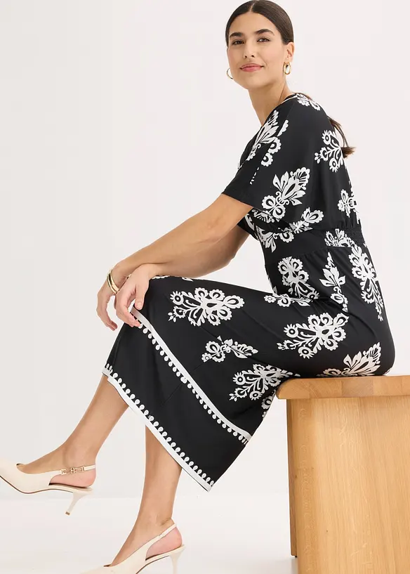 Jerseykl&auml;nning med djup ringning, bonprix